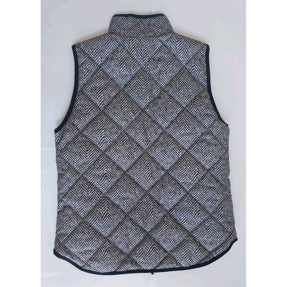 J.Crew Women Black Ivory Excursion Herringbone Quilted Insulated Puffer Vest S - Picture 7 of 7